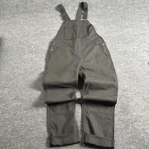 REI Overalls Womens 8 Green Canvas Bib Utility Workwear Pockets Straps Cuffed